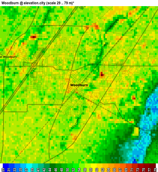 Woodburn elevation map