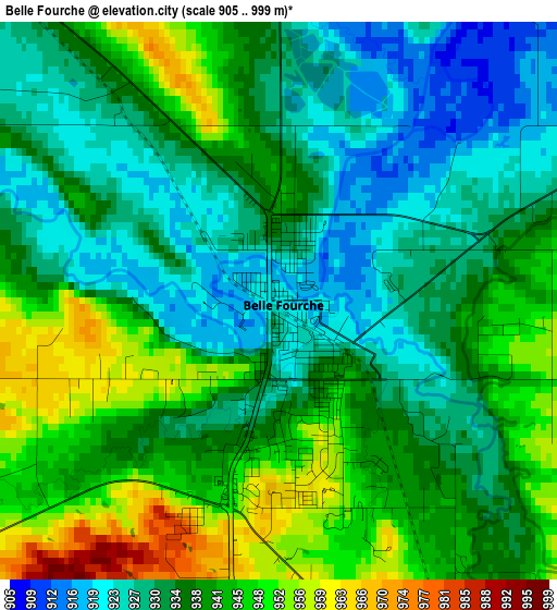 Belle Fourche elevation map