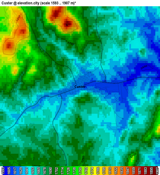 Custer elevation map