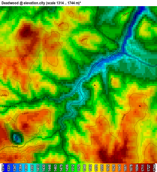 Deadwood elevation map