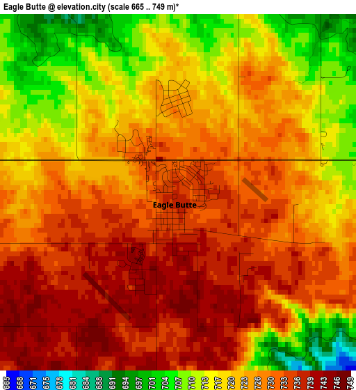 Eagle Butte elevation map