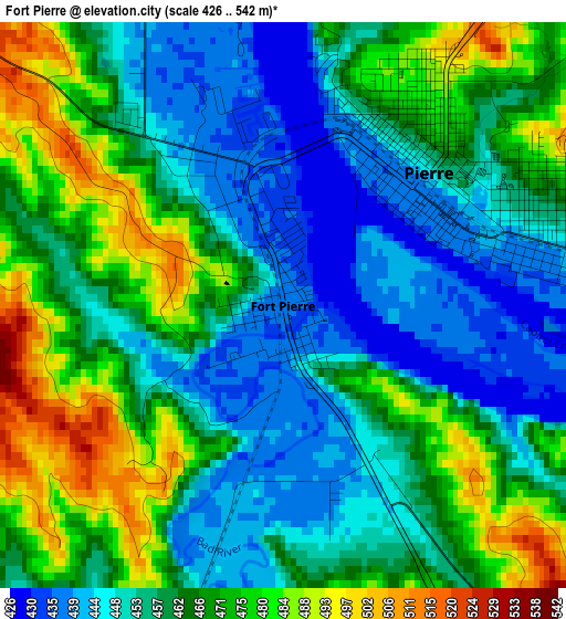 Fort Pierre elevation map