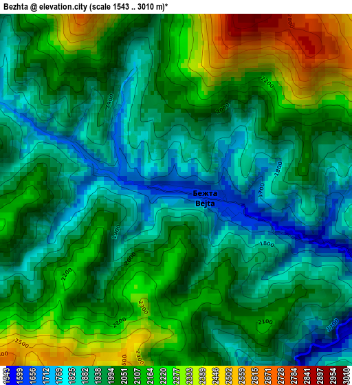 Bezhta elevation map