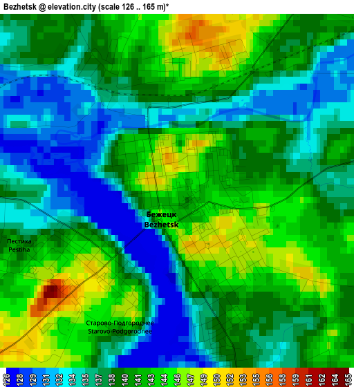 Bezhetsk elevation map