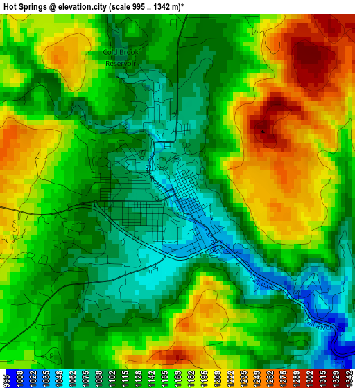 Hot Springs elevation map