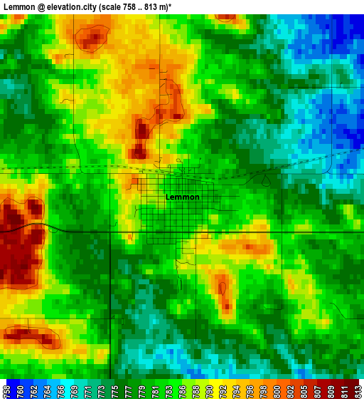 Lemmon elevation map