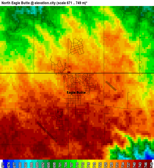 North Eagle Butte elevation map