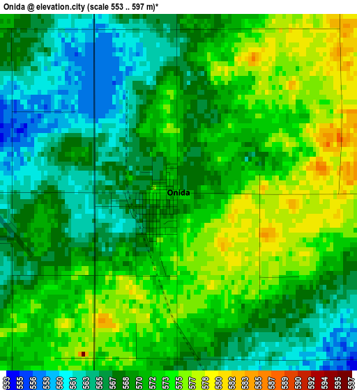 Onida elevation map