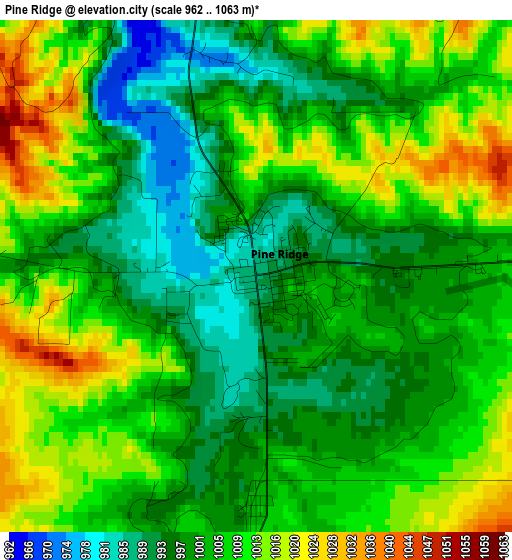 Pine Ridge elevation map