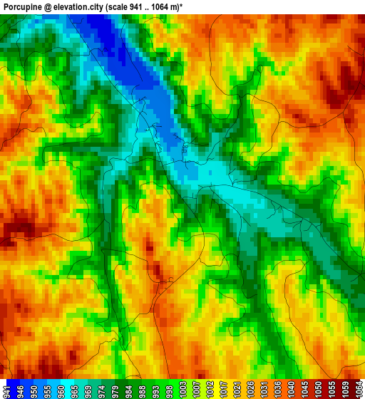 Porcupine elevation map