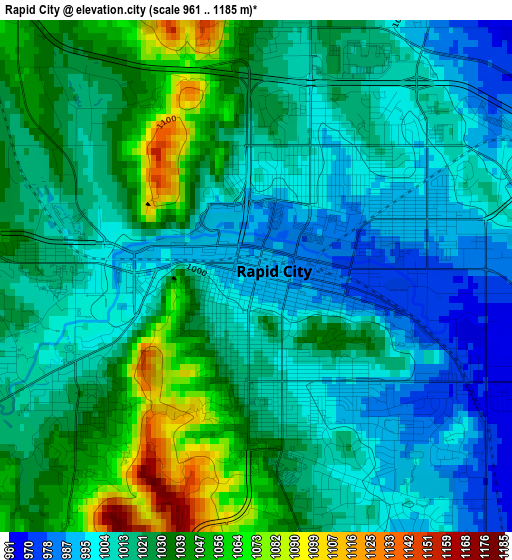 Rapid City elevation map