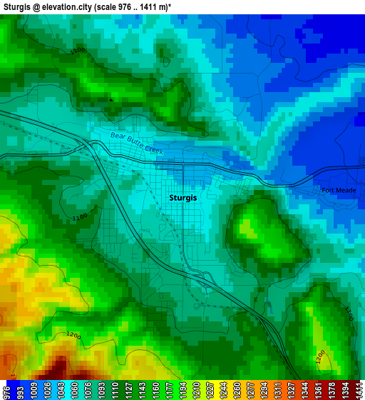 Sturgis elevation map