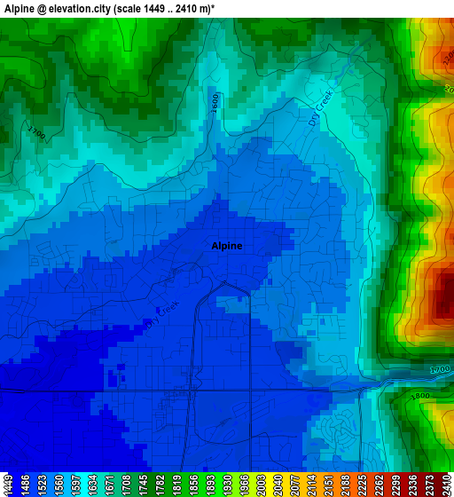 Alpine elevation map