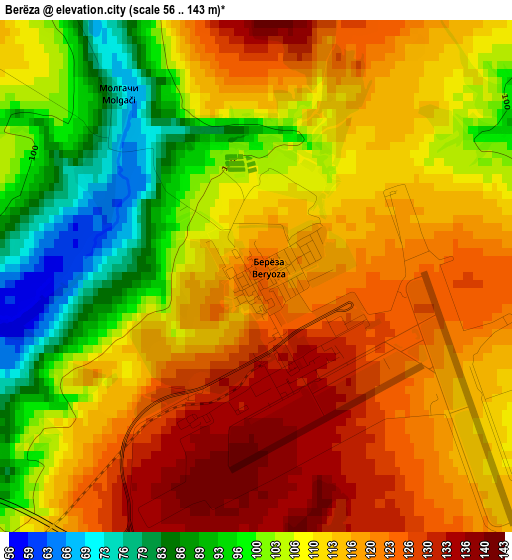 Berëza elevation map