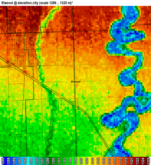 Elwood elevation map