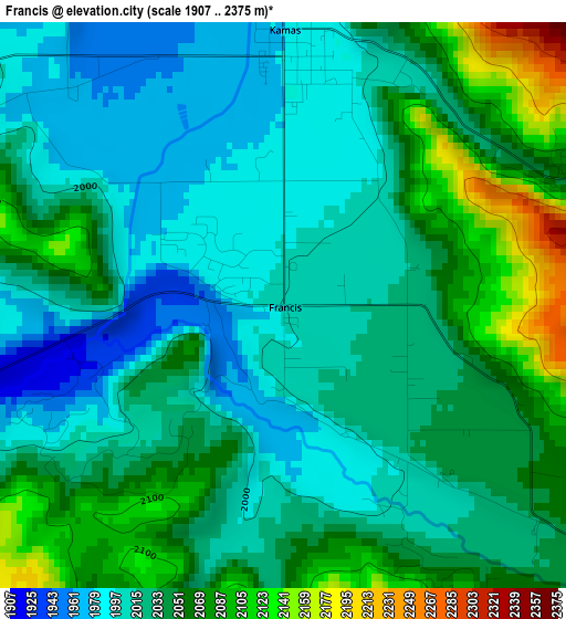 Francis elevation map