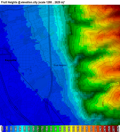 Fruit Heights elevation map