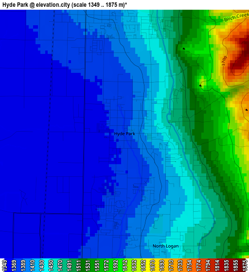 Hyde Park elevation map