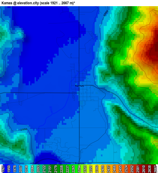 Kamas elevation map