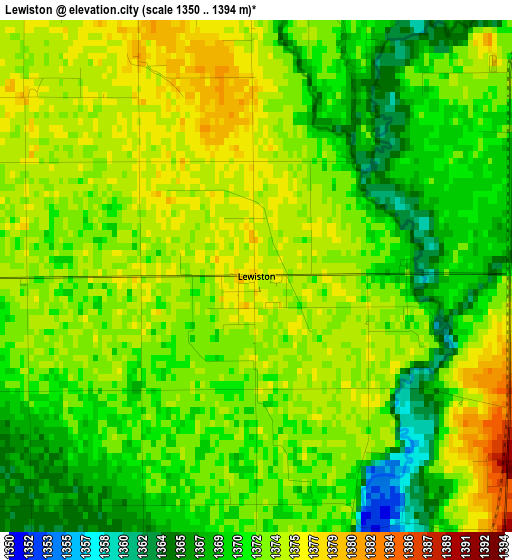 Lewiston elevation map