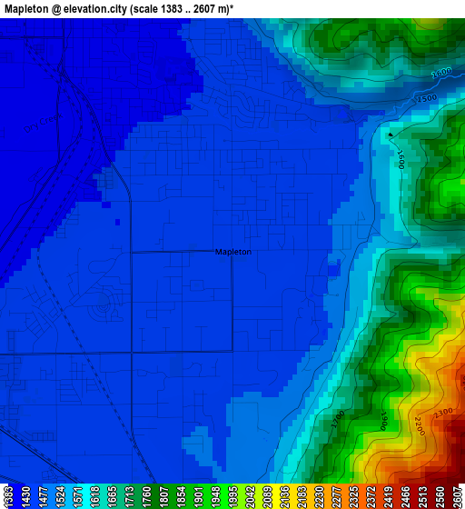 Mapleton elevation map