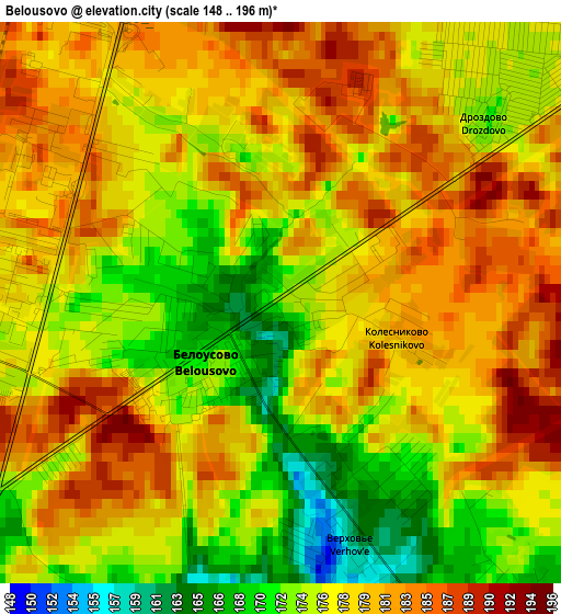 Belousovo elevation map