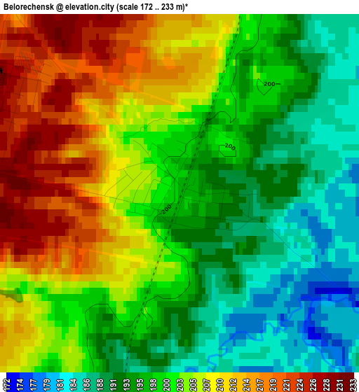 Belorechensk elevation map