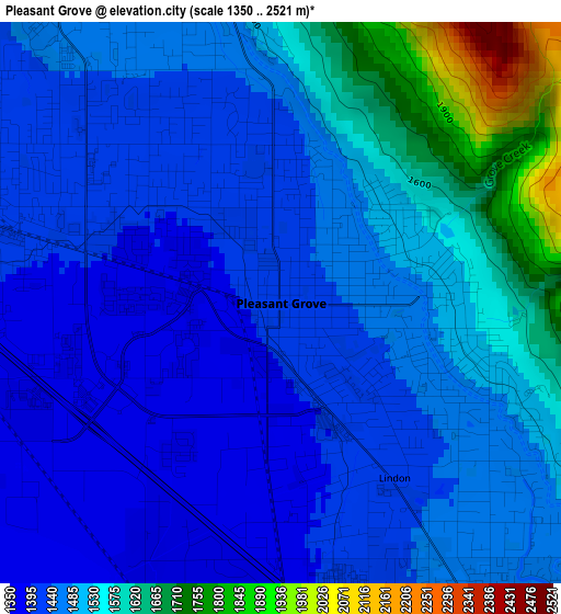 Pleasant Grove elevation map