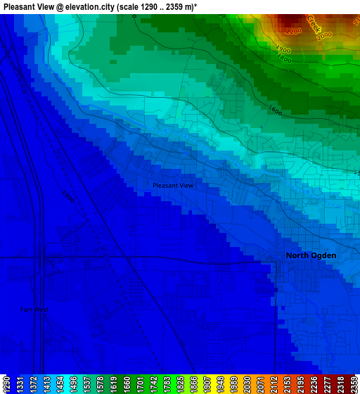 Pleasant View elevation map