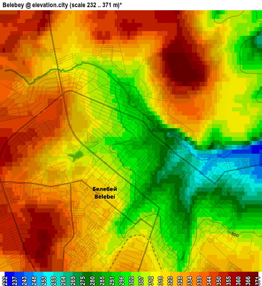 Belebey elevation map