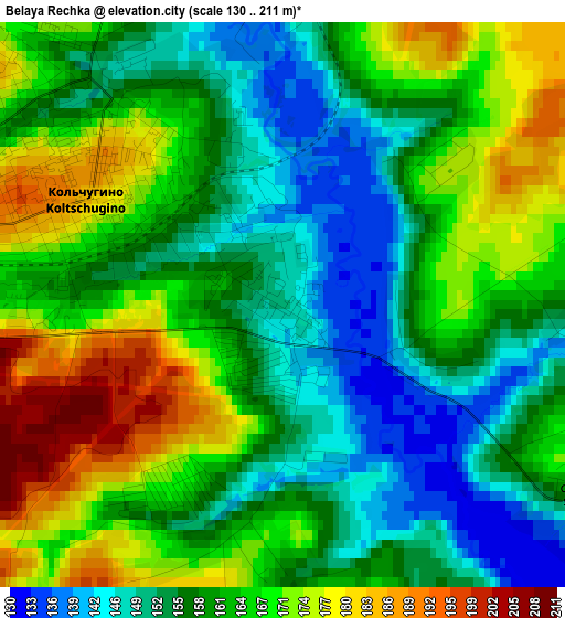 Belaya Rechka elevation map