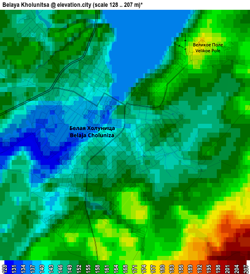 Belaya Kholunitsa elevation map