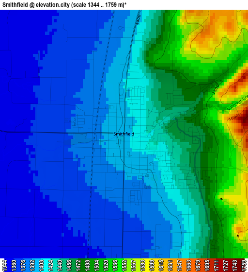 Smithfield elevation map