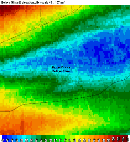 Belaya Glina elevation map