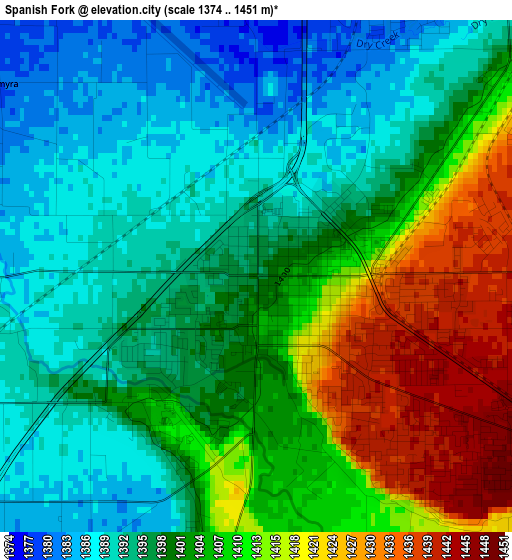 Spanish Fork elevation map