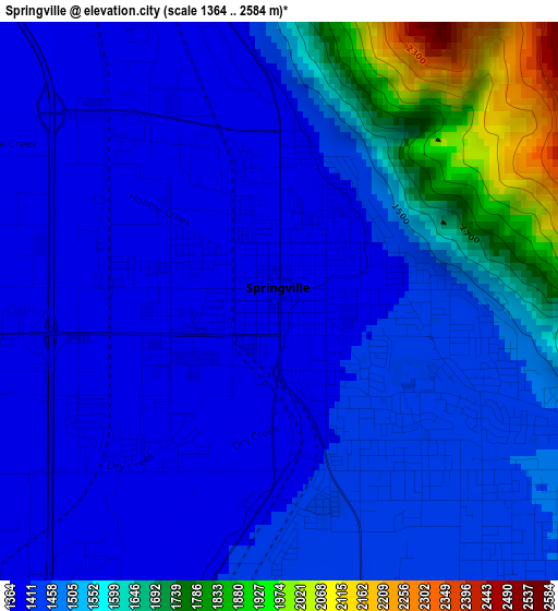 Springville elevation map