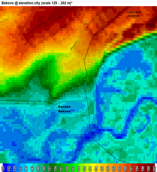 Bekovo elevation map