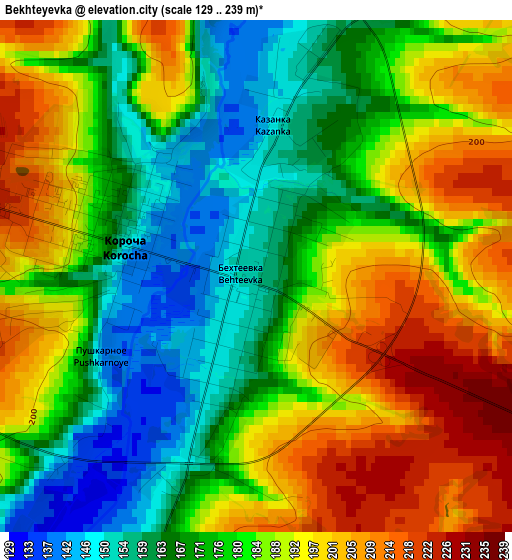 Bekhteyevka elevation map