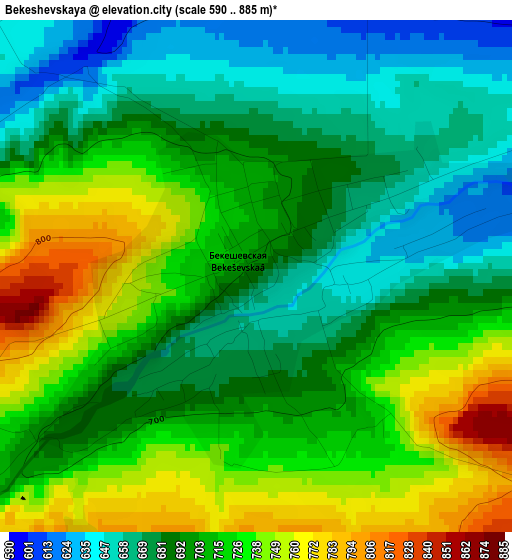 Bekeshevskaya elevation map