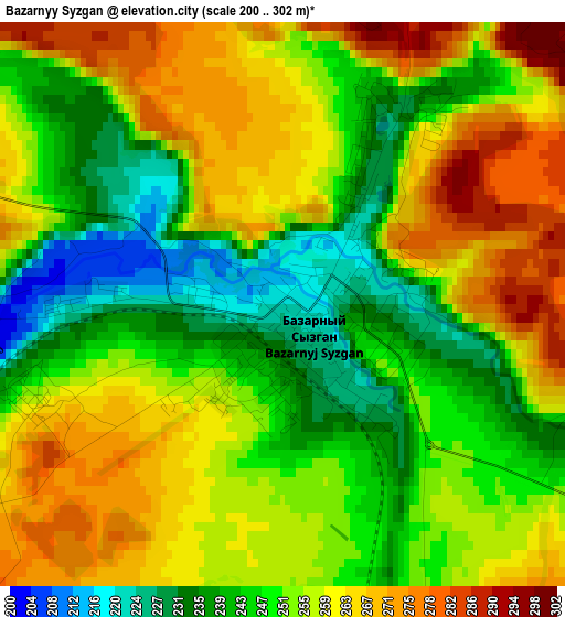 Bazarnyy Syzgan elevation map