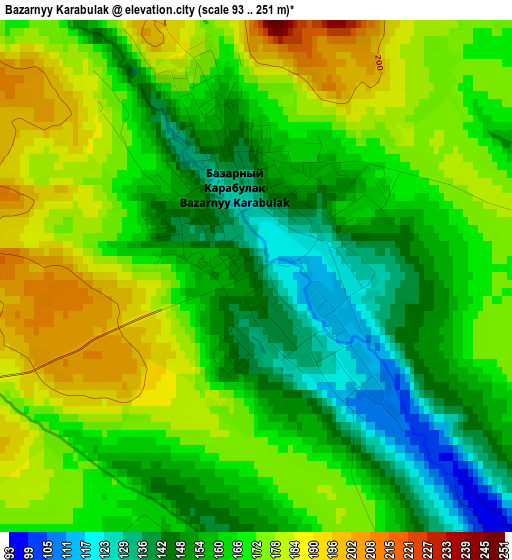 Bazarnyy Karabulak elevation map