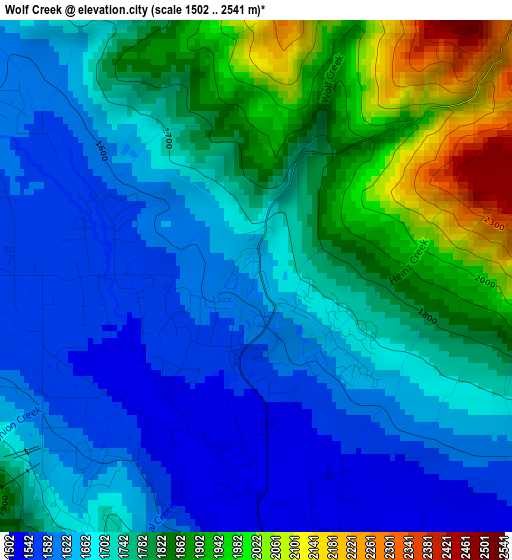 Wolf Creek elevation map