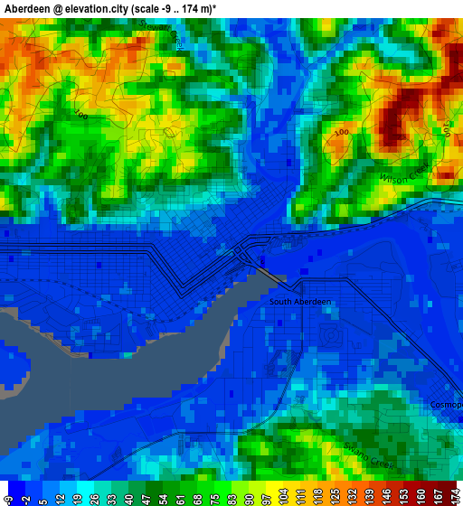 Aberdeen elevation map