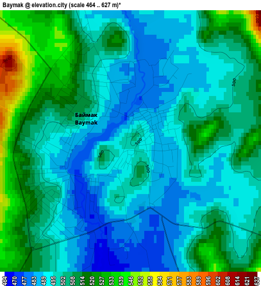 Baymak elevation map