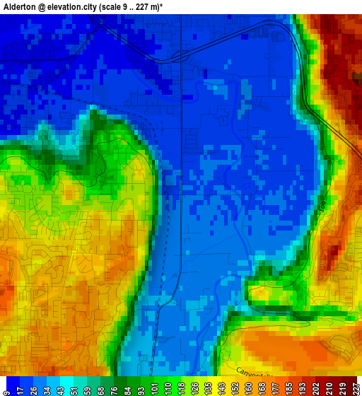 Alderton elevation map