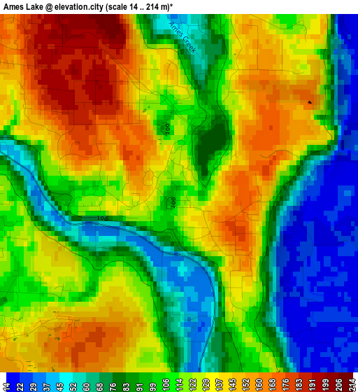 Ames Lake elevation map