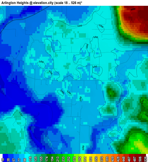 Arlington Heights elevation map