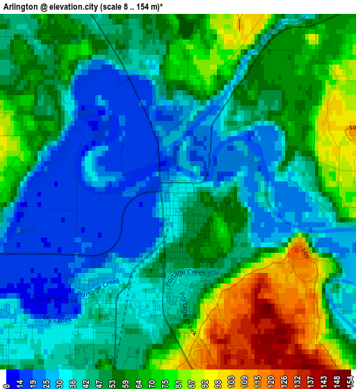 Arlington elevation map