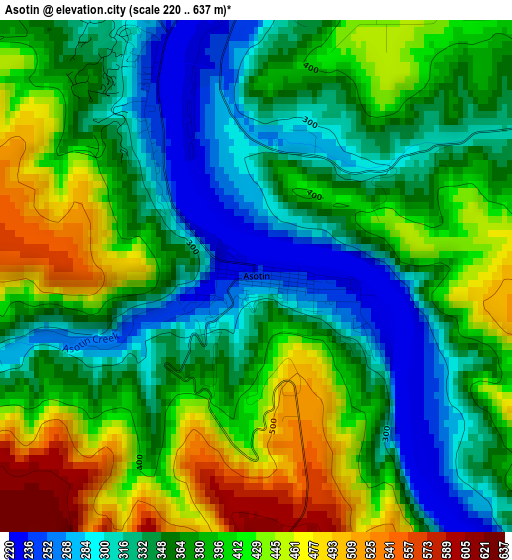 Asotin elevation map