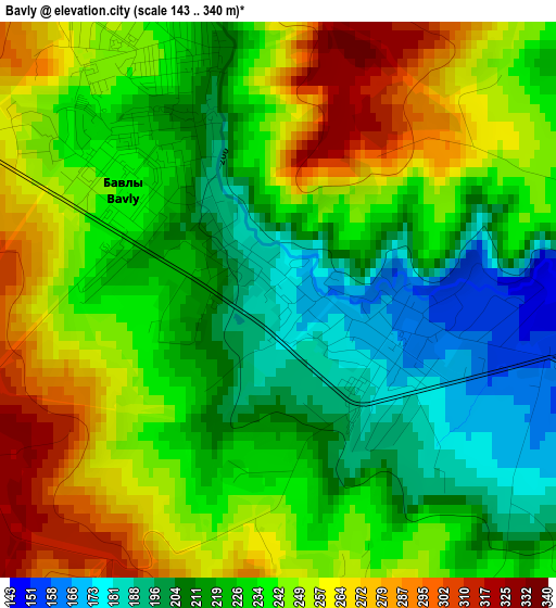 Bavly elevation map